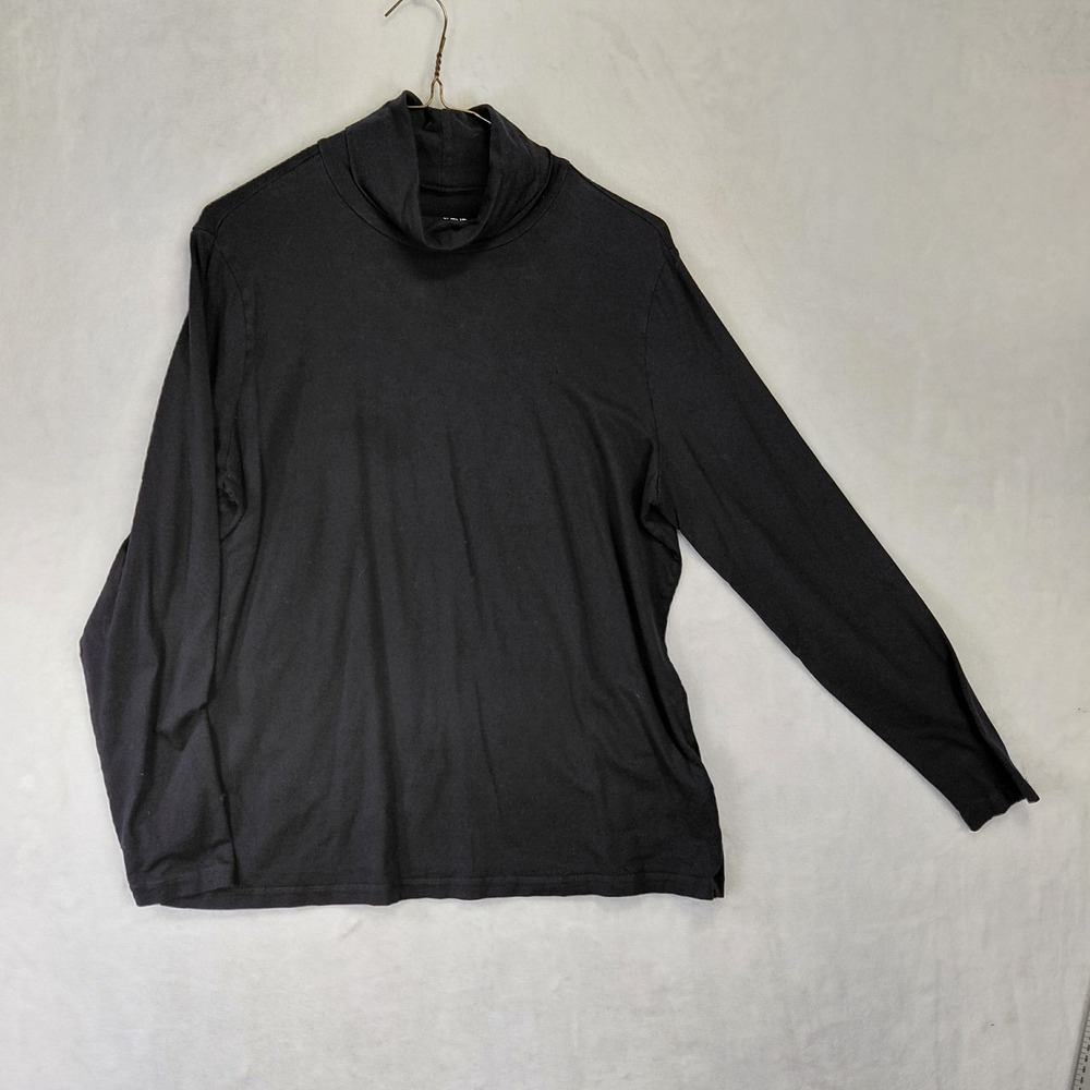 Lands End Womens Black Shaped Fit Turtleneck Long Sleeve Top Petite Large 14-16